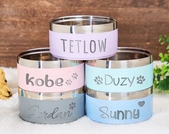 Tazón para perros personalizado, Tazón de comida para perros personalizado con nombre, Tazones de comida/agua para perros, Tazones pequeños-grandes para mascotas, Tazón de comedero para gatos de acero inoxidable Regalo para mascotas