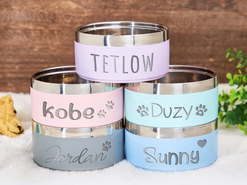 Custom Dog Bowl,Personalized Dog Food Bowl with Name,Dog Food/Water Bowls,Small-Large Bowls for Pet,Stainless Steel Cat Feeder Bowl Pet Gift zdjęcie 1