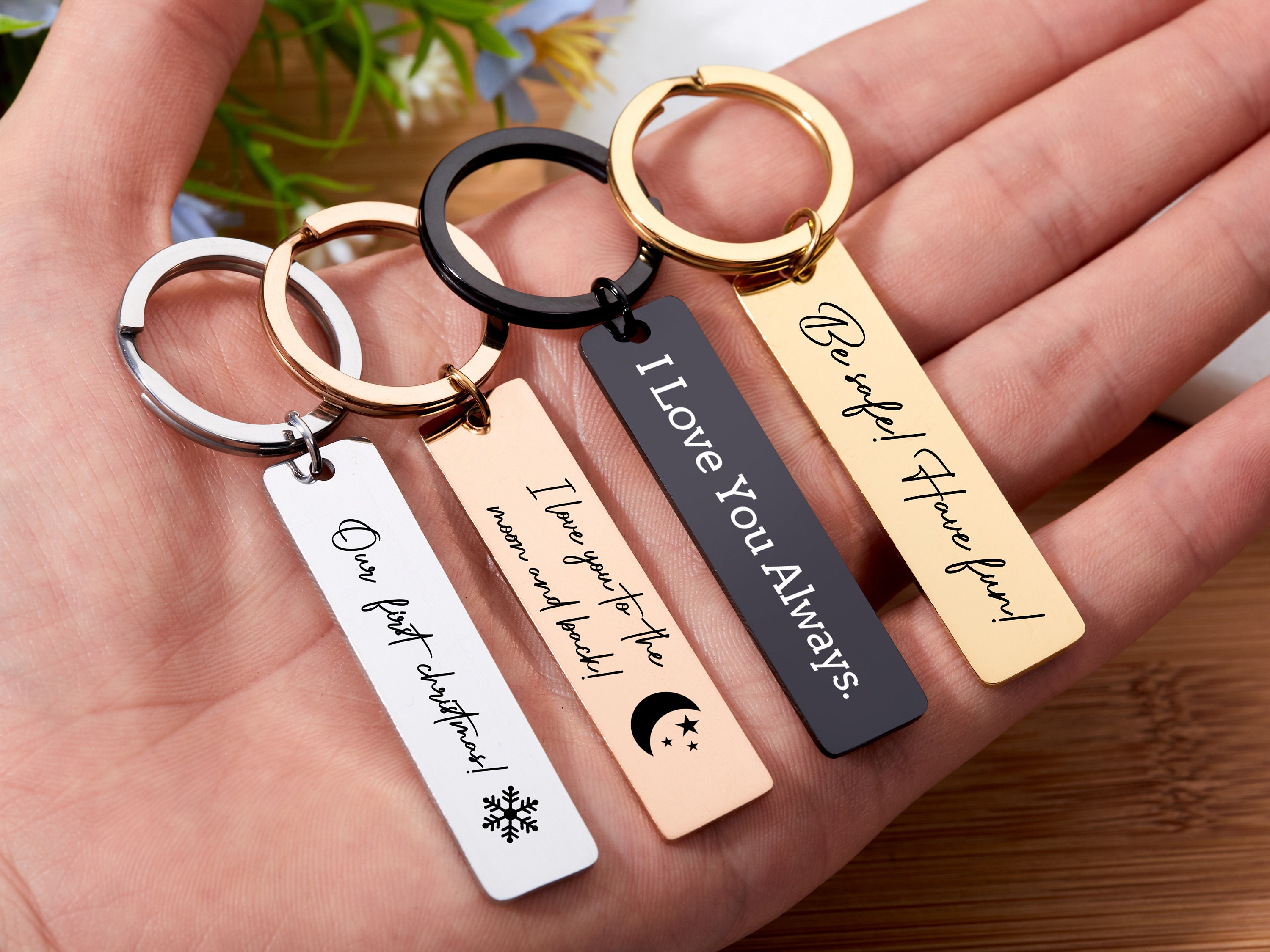 Stainless Steel Keychain Custom Engraved Key Chain Etsy