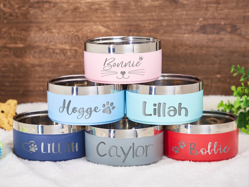 Custom Dog Bowl,Personalized Dog Food Bowl with Name,Dog Food/Water Bowls,Small-Large Bowls for Pet,Stainless Steel Cat Feeder Bowl Pet Gift zdjęcie 2