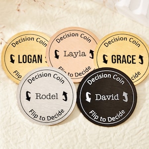 Personalized Decision Coin Custom Engraved Brass Coin Couples Flip Coin Gifts for Her/Him Valentines Day Gift Mom and Dad Flip Coin
