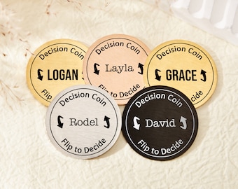Personalized Decision Coin Custom Engraved Brass Coin Couples Flip Coin Gifts for Her/Him Valentines Day Gift Mom and Dad Flip Coin