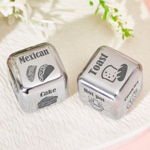 Personalized Food Dice Game Custom Food Decision Dice for Couples Dice gifts for Him Her Valentines Gifts Husband Boyfriend Girlfriend Gifts