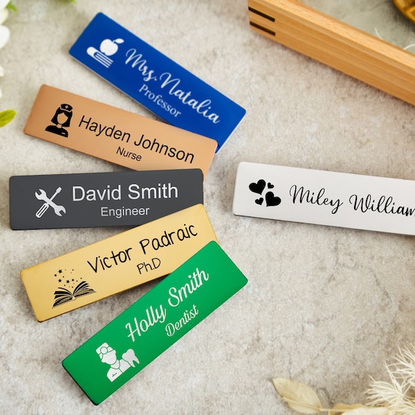Metal Wearable Pin Name Badge/Magnetic Name Tags for Business or Work Custom Name Tags for Work,Engraved Name Tag,Personalized Name Badge