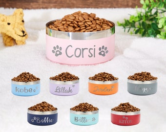 Gamelles pour chien personnalisées Gamelle pour chien personnalisée en acier inoxydable pour chat et animal de compagnie avec nom cadeau pour bol de nourriture pour animaux de compagnie bol d'eau pour petits bols pour chat isolés