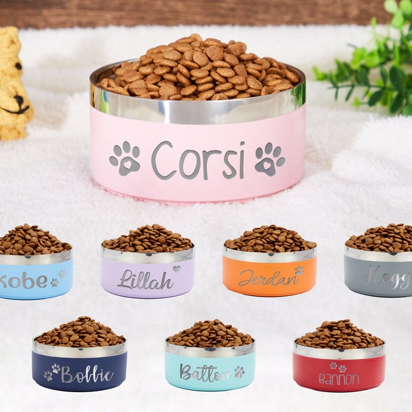 Gamelles pour chien personnalisées Gamelle pour chien personnalisée en acier inoxydable pour chat et animal de compagnie avec nom cadeau pour bol de nourriture pour animaux de compagnie bol d'eau pour petits bols pour chat isolés