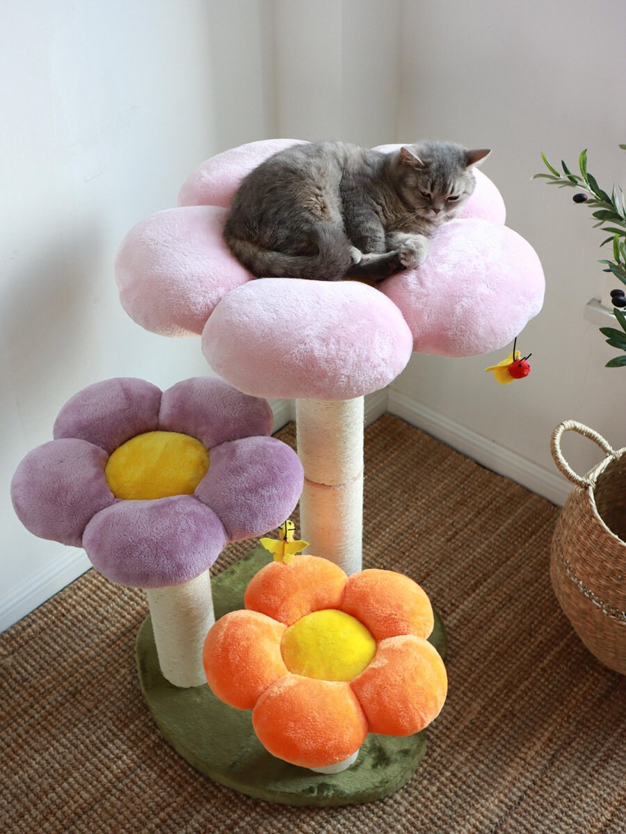 Wood Floral Cat Tree Tower Wooden Cat Tower Modern Cat Tree Etsy