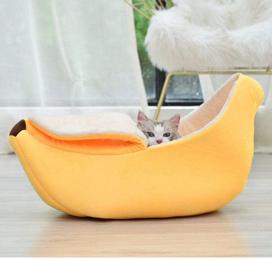 Cute Pet Banana Bed Cat & Dog Furniture Cozy Washable Etsy