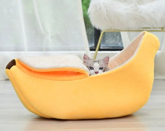 Cute Pet Banana Bed | Cat & Dog Furniture | Cozy | Washable | Custom Large | Raised And Elevated Cotton Tunnel,