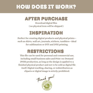 Peut inclure: Graphique beige avec le texte &laquo;&nbsp;HOW DOES IT WORK&nbsp;?&nbsp;&raquo; et des informations sur les t&eacute;l&eacute;chargements de fichiers num&eacute;riques, l'inspiration pour la cr&eacute;ation de produits et les restrictions d'utilisation. L'image comprend un logo &laquo;&nbsp;CACTUS & PINE STUDIO&nbsp;&raquo;.