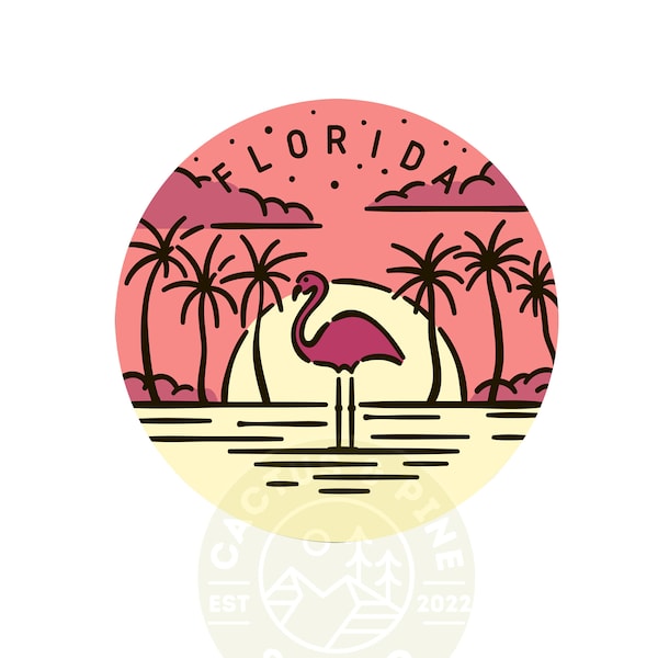 Florida Pink B&W Logo Anstecker SVG PNG Digitales Produkt, druckbar, digitale Illustration |