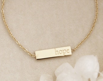 Hope Bracelet, Jeremiah 29:11, Christian Faith Jewelry Gift, Scripture Bracelet, Engraved Bar Bracelet, Christian Jewelry, Hope Engraved Bar