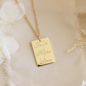 Faith Hope Love Necklace, 1 Corinthians 13:13 Necklace, Christian Faith Jewelry Gift, Scripture Engraved Necklace, Christian Bible Jewelry