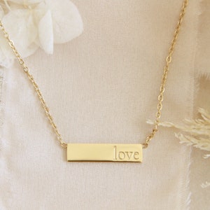 Love Bar Necklace, 1 Corinthians 13:4-13, Christian Faith Jewelry Gift, Scripture Necklace, Engraved Necklace, Christian Jewelry, Love Jesus