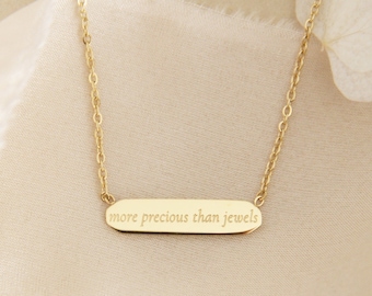 Naszyjnik "Cenniejszy niż klejnoty", Naszyjnik z Księgi Przysłów 31, Kobieta z Księgi Przysłów, Biżuteria chrześcijańska na prezent, Naszyjnik z grawerowanym wersetem biblijnym