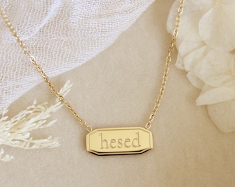 Hesed Necklace, Steadfast Love Necklace, Hebrew Khesed Necklace, Christian Faith Jewelry Gift, Hesed Love Engraved Necklace, Waterproof