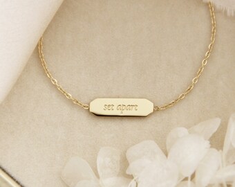 Set Apart Bracelet, Chosen Bracelet, 1 Peter 2:9, Christian Faith Jewelry Gift, Scripture Bracelet, Bible Verse Engraved Bar Bracelet Gift