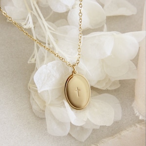 Oval Cross Necklace, Olive Branch Necklace, Christian Faith Jewelry Gift, Peace Scripture Necklace, Faith Necklace, Promise of God Jewelry