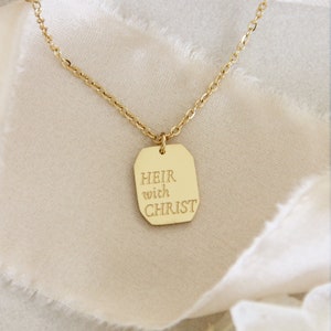 Heir with Christ Necklace, Romans 8 Gift, Christian Jewelry Gift, Scripture Necklace, Faith Jewelry Necklace, Bible Verse Engraved Necklace