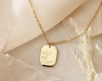Salt and Light Necklace, Matthew 5:13, Christian Jewelry Gift, Scripture Necklace, Faith Jewelry Necklace, Bible Verse Engraved Necklace