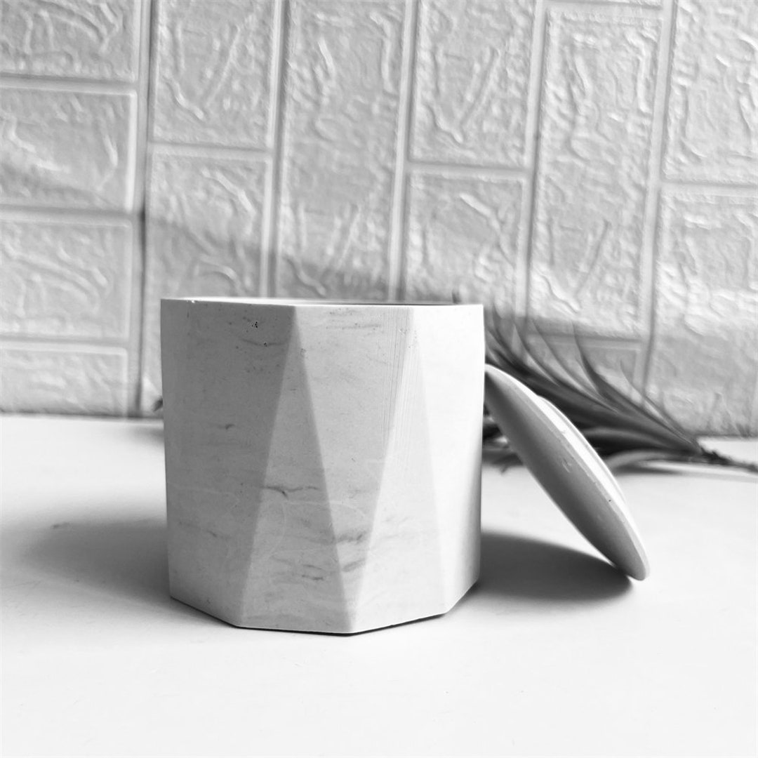 Concrete Candle Holder With Lid Mold, Concrete Bowl Jar Silicone Mold, Large Candle Holder Mold