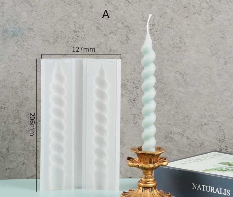 Spiral Rod Candle Mold Candlestick Cylinder Bar Candle Molds, Silicone Molds, Taper Church Candle Making Molds, Gift, Twisted Candle Molds image 3