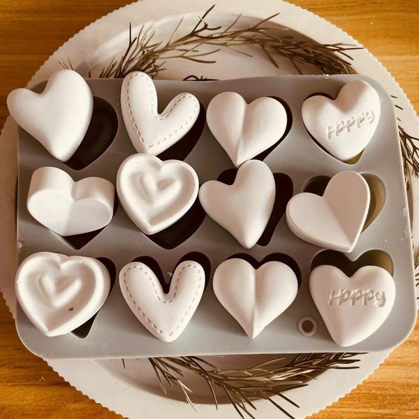 Moldes de silicona con forma de corazón, corazón de molde de fundición, moldes para pasteles seguros para alimentos, fabricación de velas, molde de fundición de hormigón, resina Jesmonite Raysin