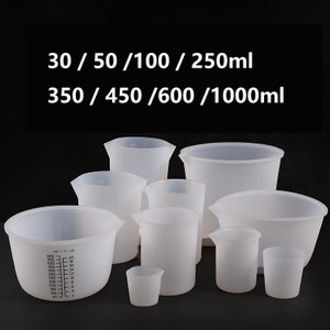 Reusable Silicone Measuring Cup for resin, 30ml 50ml 100ml 250ml 350ml 450ml 600ml 1000ml, mixing cup DIY projects Candle Making, Supplies