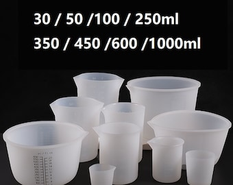 Wiederverwendbarer Silikon-Messbecher für Harz, 30ml 50ml 100ml 250ml 350ml 450ml 600ml 1000ml, Mischbecher DIY-Projekte Kerzenherstellung, Zubehör