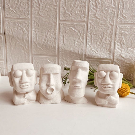 TOPYS 4Pcs 3D Human Face Candle Silicone Mold DIY Pillar Sculpture