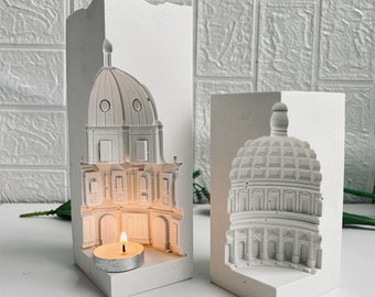 Rome Palace Tealight Holder Silicone Mold, Vintage Ruined Church Dome Building Design, Bookends Mold, Terrazzo Jesmonite Silicone Moulds