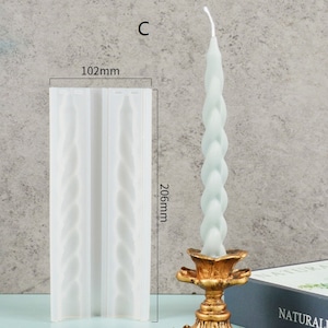 Spiral Rod Candle Mold Candlestick Cylinder Bar Candle Molds, Silicone Molds, Taper Church Candle Making Molds, Gift, Twisted Candle Molds image 5