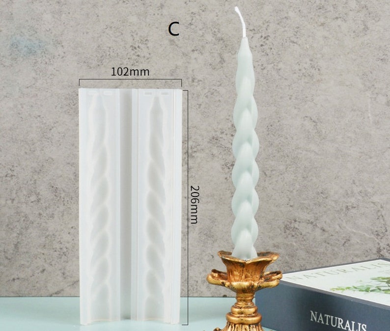 Spiral Rod Candle Mold Candlestick Cylinder Bar Candle Molds, Silicone Molds, Taper Church Candle Making Molds, Gift, Twisted Candle Molds image 5