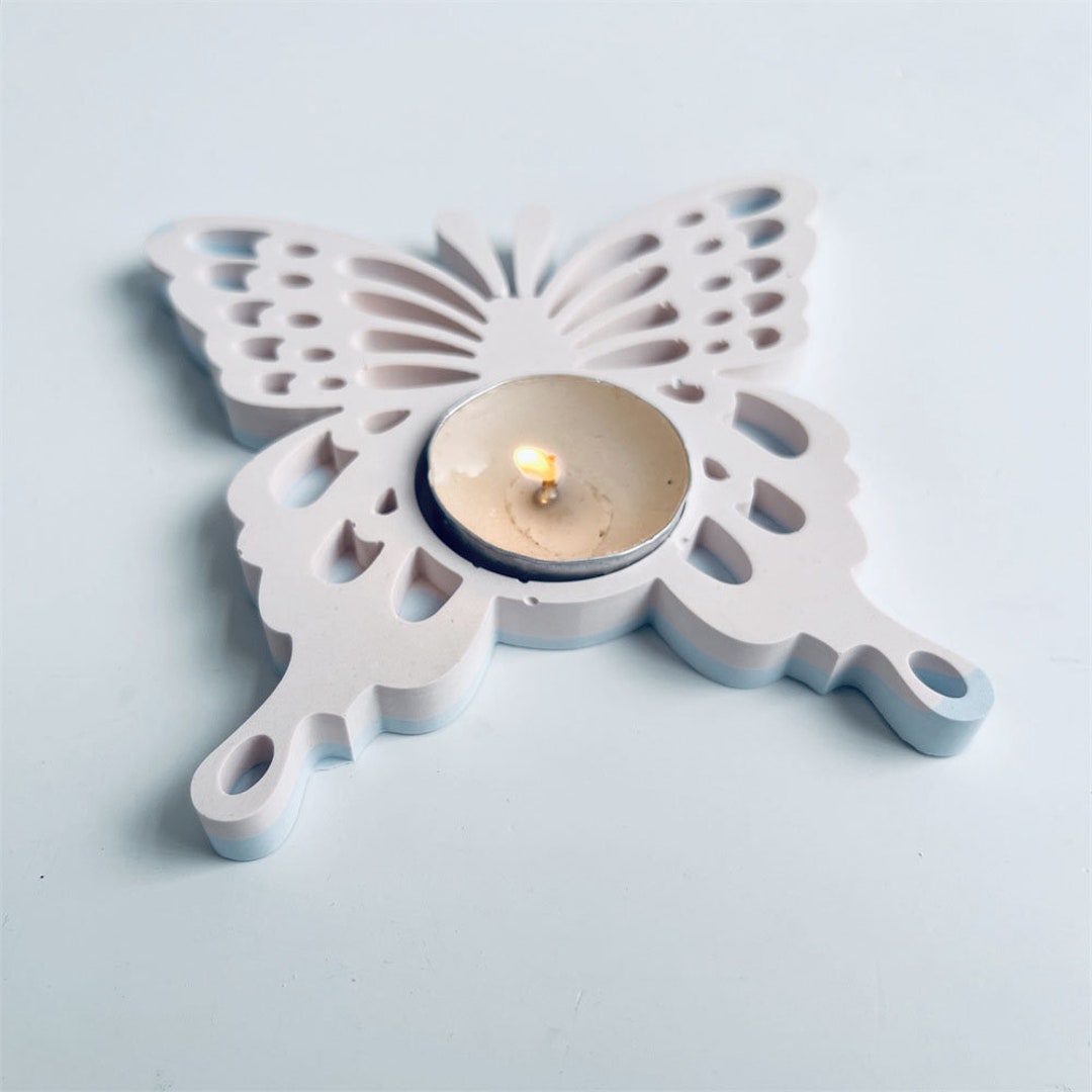 Butterfly Tealight Candle Holder Concrete Mold, Mandela Flower