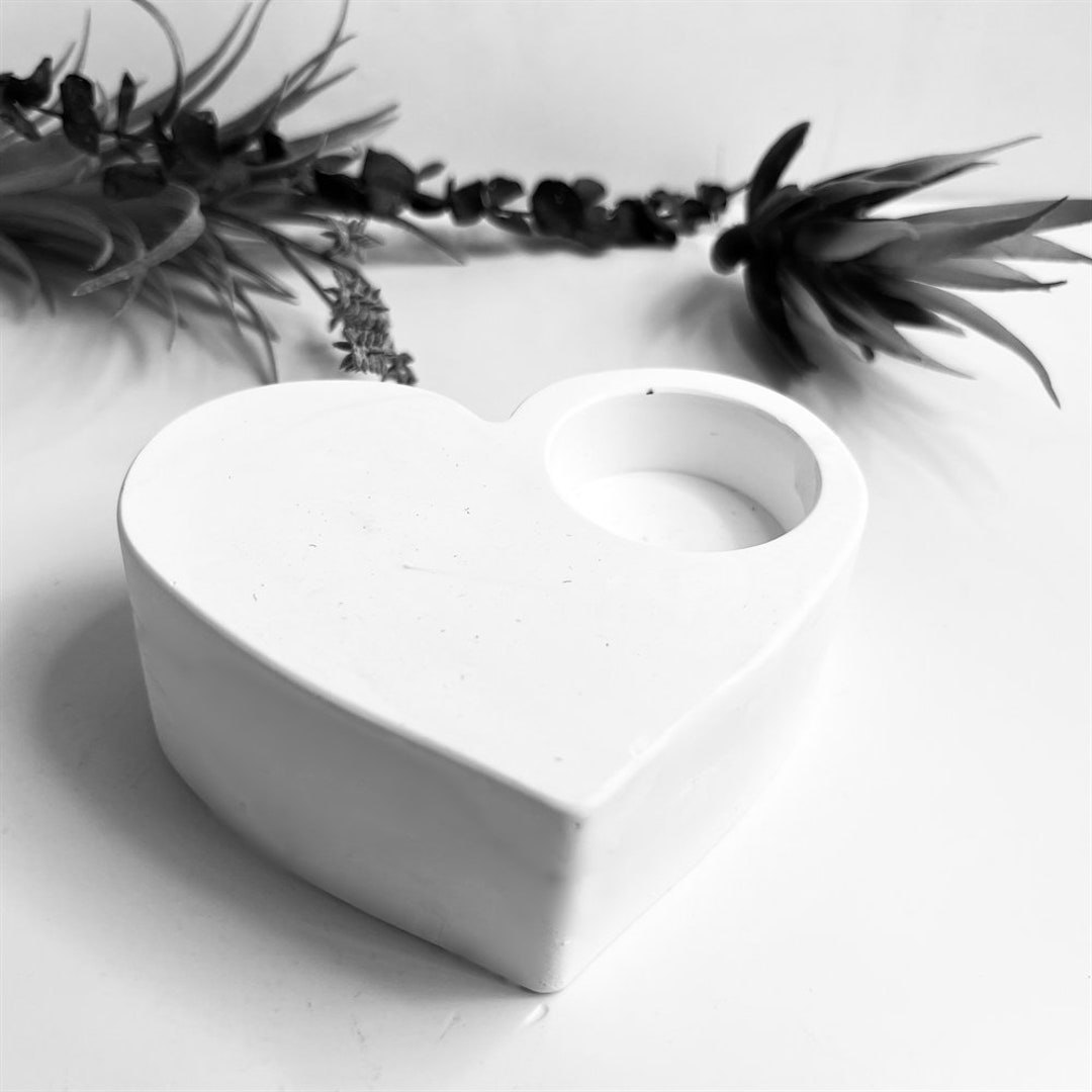 Heart Concrete Candle Holder Mold, Heart Tealight Holder Silicone Mold