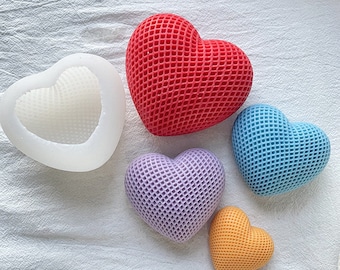 3D Mesh Heart Silicone Molds, Concrete Molds Heart, Food Safe Cake Molds Candle Making Molds Casting Mould For concrete Jesmonite resin