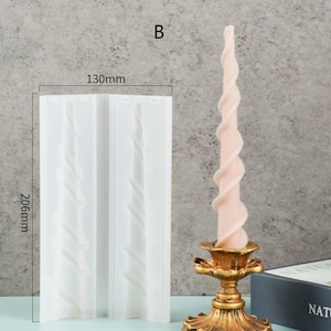 Spiral Rod Candle Mold Candlestick Cylinder Bar Candle Molds, Silicone Molds, Taper Church Candle Making Molds, Gift, Twisted Candle Molds image 4