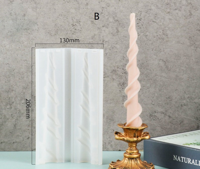 Spiral Rod Candle Mold Candlestick Cylinder Bar Candle Molds, Silicone Molds, Taper Church Candle Making Molds, Gift, Twisted Candle Molds image 4