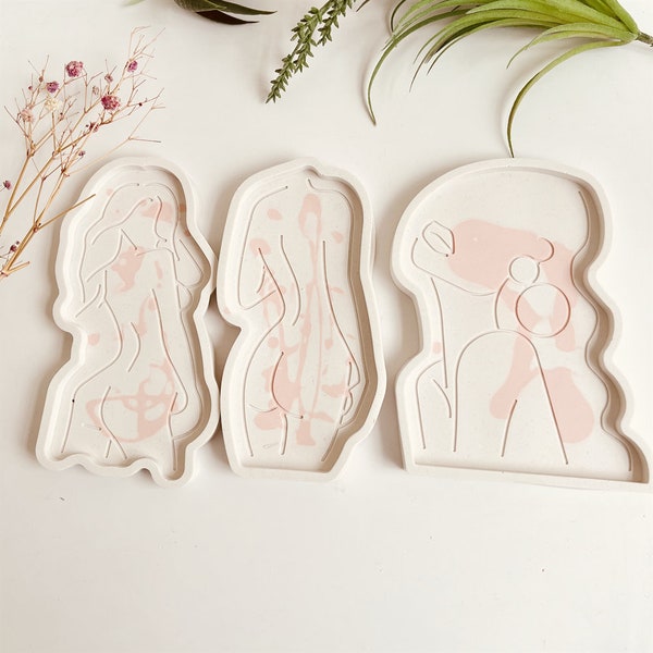Concrete Mold Female Body Tray, Silicone Mold Female body decor, Jewelry tray, jewelry box, female body tray, woman tray, goddess tray