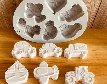 Moule en silicone, camion de voiture, avion, moule de coulée en silicone, bricolage pour enfants, moules à gâteaux sans danger pour les aliments, moule Raysin en béton