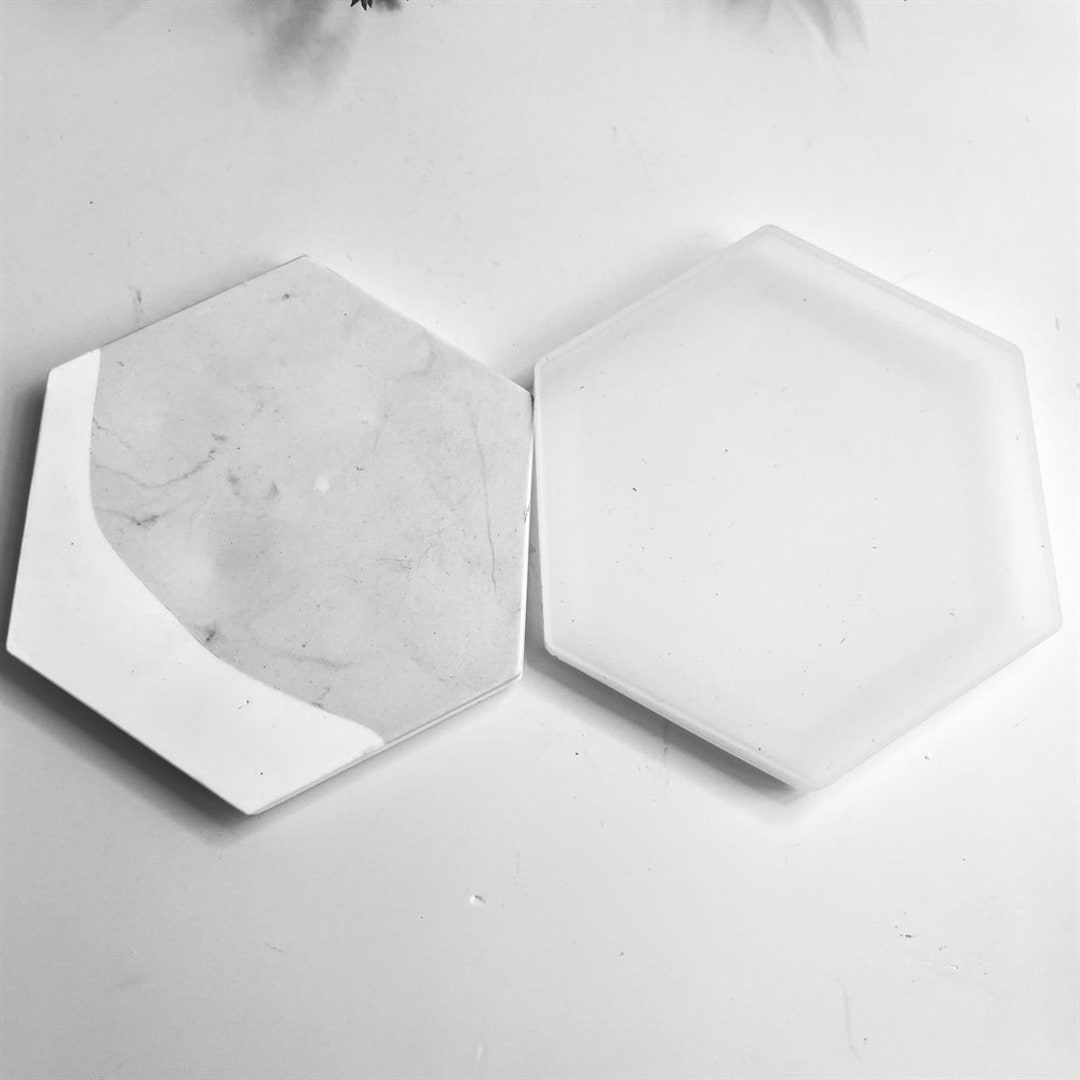 Large Hexagon Coaster Mold, 13.5cm Shiny Resin Mold Coaster Silicone