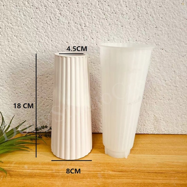 Vase Silicone Mold, Stripped Flower Holder for Dried Flowers, Concrete Molds for Casting Vases, Silicone Mold,Raysin Mold, Raysin Mold