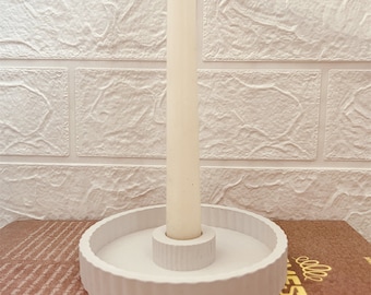 Round Candle Holder Silicone Mold with strips, Candlestick Holder Mold, Taper Candle Holder Mold, Candle Base, Circle Mold, Concrete Molds