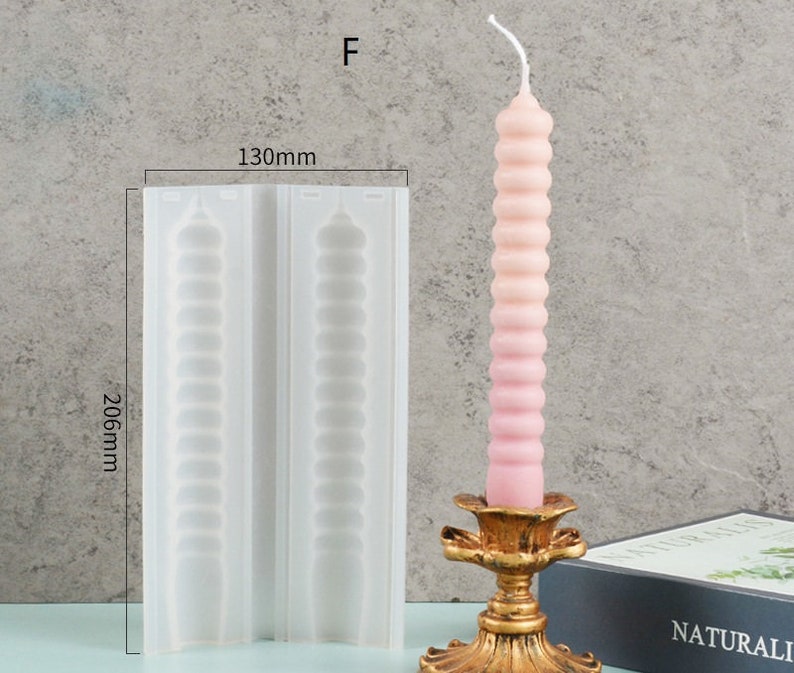 Spiral Rod Candle Mold Candlestick Cylinder Bar Candle Molds, Silicone Molds, Taper Church Candle Making Molds, Gift, Twisted Candle Molds image 8