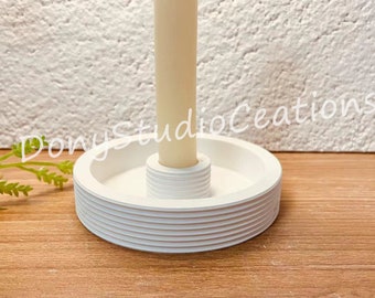Silicone Mold Round Candle Holder with strips, Candlestick Holder Mold, Taper Candle Holder Mold, Candle Base, Circle Mold, Concrete Molds
