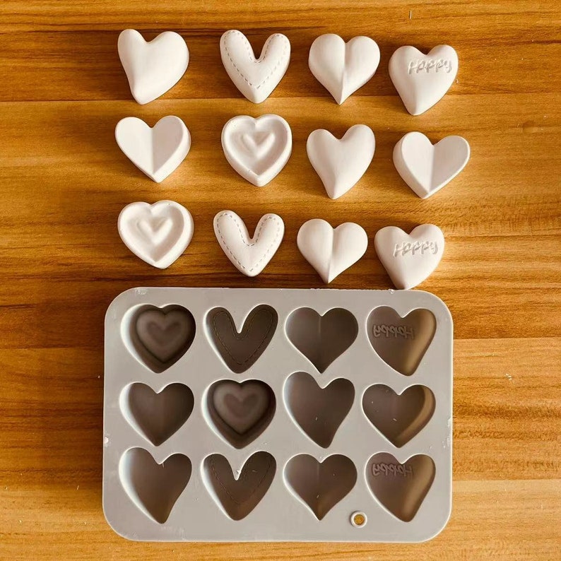 Heart Silicone Molds, Casting Mold Heart, Food Safe Cake Molds Candle Making Casting Mould concrete Jesmonite resin Raysin image 2