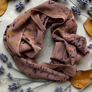 Natural Dye Silk Scarf, Sequioa Brown, Marigold, and Logwood