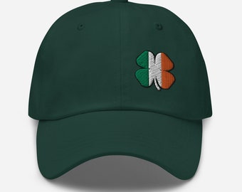 Irish Clover Embroidered Baseball Cap Cotton Adjustable Dad Hat Multiple Colors