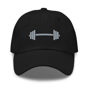 Barbell Embroidered Baseball Cap Cotton Gym Hat Adjustable Dad Hat Fitness Gift