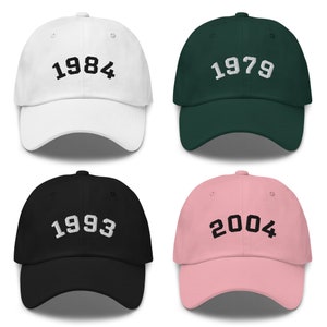 Custom Embroidered Year Hat Personalized Birthday Baseball Cap Adjustable Dad Hat Gift for Him Cotton Embroidered Cap
